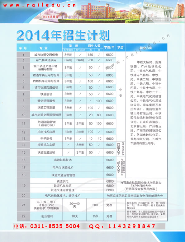 石家莊鐵路技校2014年招生簡(jiǎn)章 石家莊鐵路技校2014年招生簡(jiǎn)章圖 學(xué)校圖片
